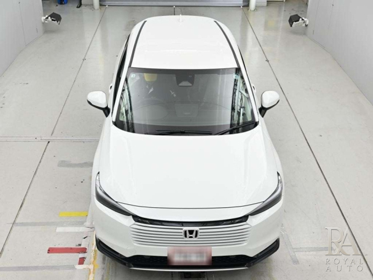 Honda Vezel белый, вид сверху, осмотр на японском аукционе — Royal Auto